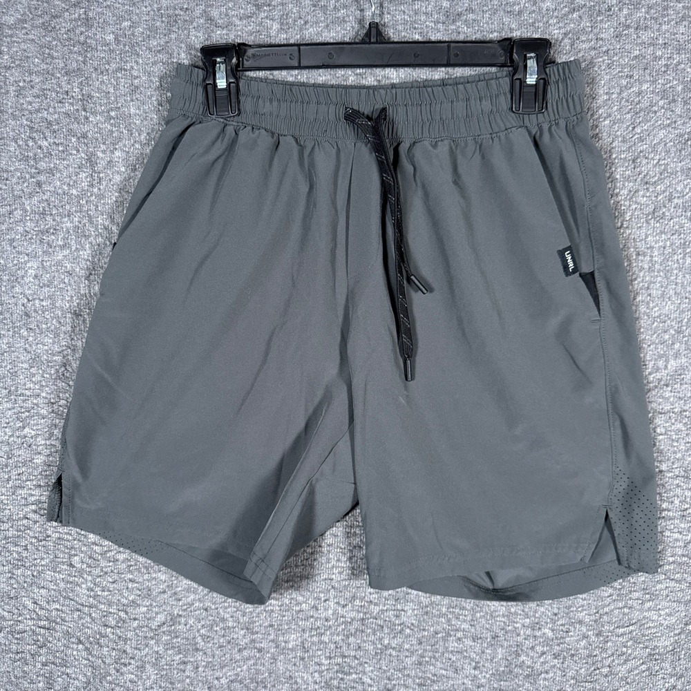 UNRL Athletic Shorts Mens Medium Grey Performance Stretch Linerless Training 8"